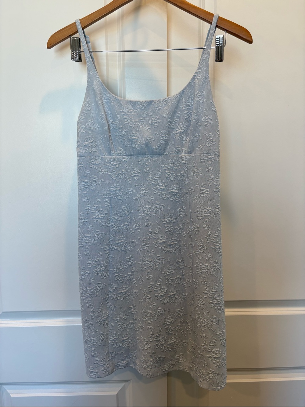 Light Blue Embroidered Slip Dress